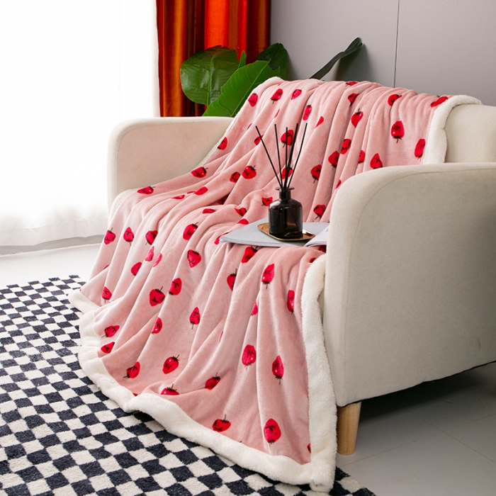 91家纺网 家纺一手货源 找家纺 来菲毛毯2025新款北极绒复合毯加收双层羊羔绒印花毯子柏瑞