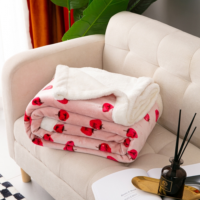 91家纺网 家纺一手货源 找家纺 来菲毛毯2025新款北极绒复合毯加收双层羊羔绒印花毯子柏瑞