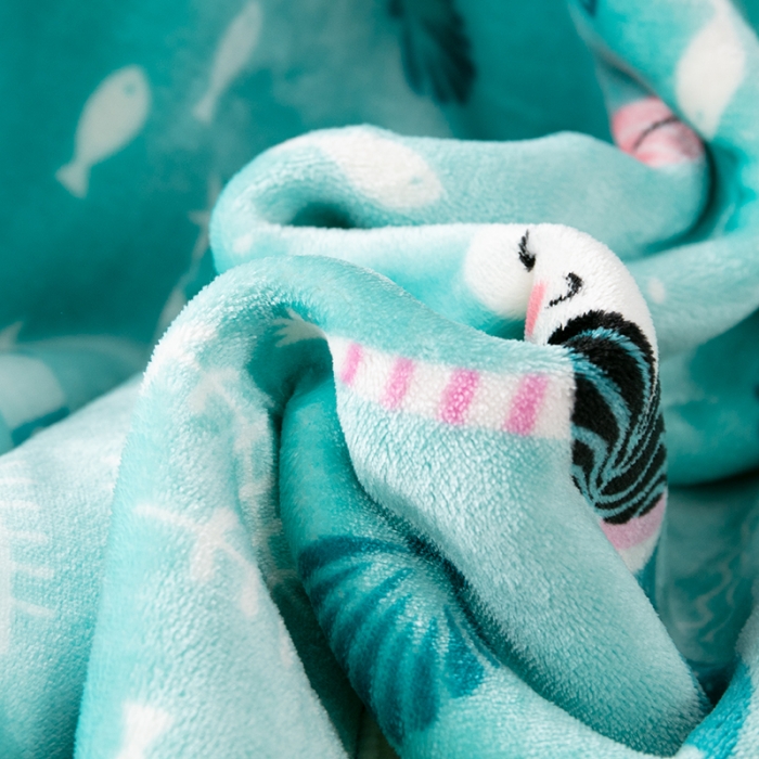 91家纺网 家纺一手货源 找家纺 来菲毛毯2025新款北极绒复合毯加收双层羊羔绒印花毯子美人鱼