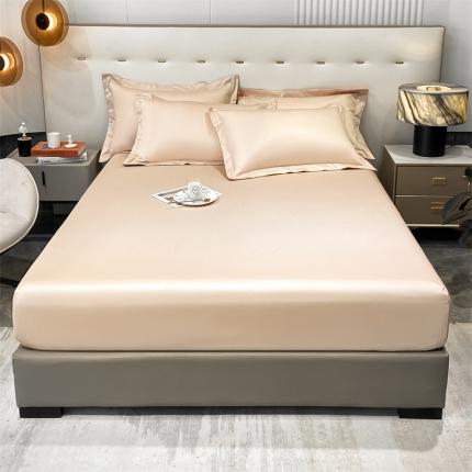 91家纺网 家纺一手货源 找家纺 凯磊 2022新款纯棉梦曼纯色单品床笠 甜杏色