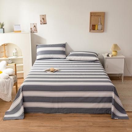 芃成 2022新款全棉老粗布床单款灰条