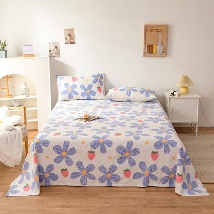 芃成 2022新款全棉老粗布床单款蓝色甜心