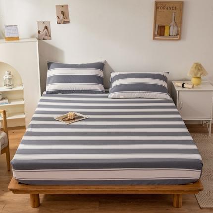 91家纺网 家纺一手货源 找家纺 芃成 2022新款全棉老粗布床笠款灰条