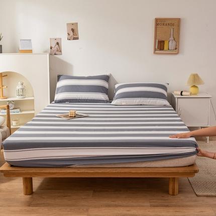 芃成 2022新款全棉老粗布床笠款灰条