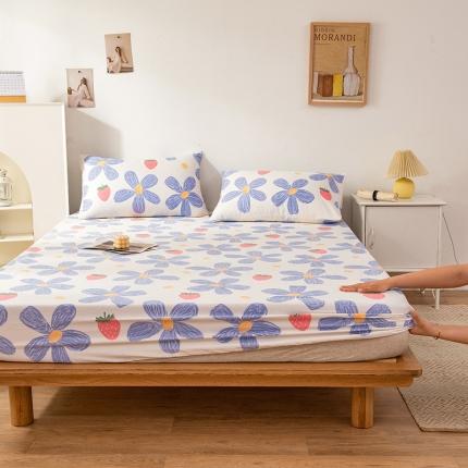 芃成 2022新款全棉老粗布床笠款蓝色甜心