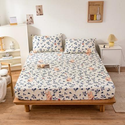 91家纺网 家纺一手货源 找家纺 芃成 2022新款全棉老粗布床笠款萌萌兔