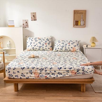 芃成 2022新款全棉老粗布床笠款萌萌兔