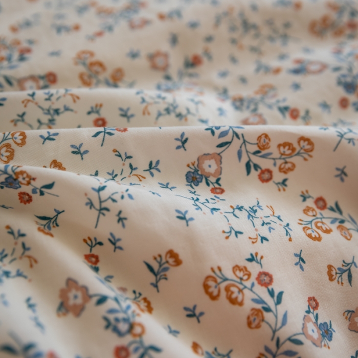 91家纺网 家纺一手货源 找家纺 淑女公社家纺2022新款纯棉双层纱花边款四件套 亚麻蓝花