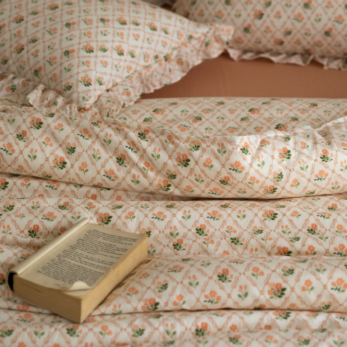 91家纺网 家纺一手货源 找家纺 （总）淑女公社家纺2022新款纯棉双层纱花边款四件套