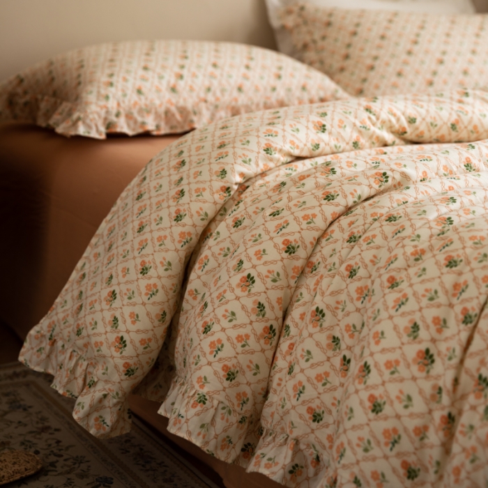 91家纺网 家纺一手货源 找家纺 （总）淑女公社家纺2022新款纯棉双层纱花边款四件套