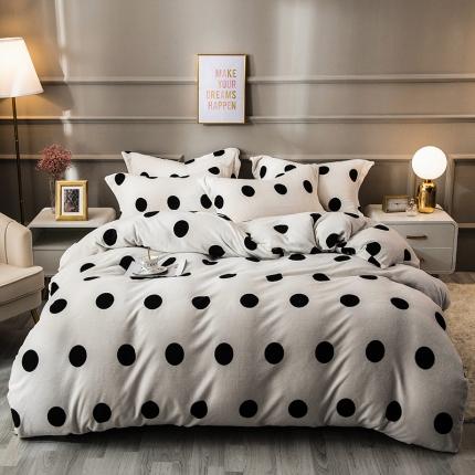 91家纺网 家纺一手货源 找家纺 （总）艾佳2025新款牛奶绒金典黑白四件套-风格3