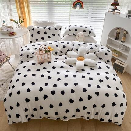 91家纺网 家纺一手货源 找家纺 （总）艾佳2025新款牛奶绒金典黑白四件套-风格3