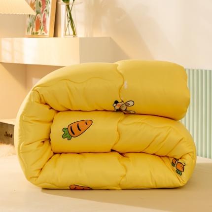 91家纺网 家纺一手货源 找家纺 2024印花暖绒秋冬被春秋被子加厚被芯空调被学生宿舍胡萝卜黄