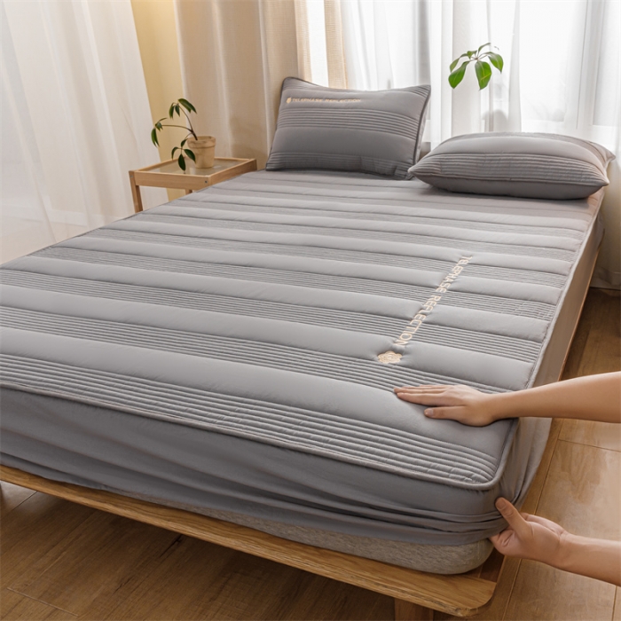 91家纺网 家纺一手货源 找家纺 （总）鑫钰 2023新款色织水洗纯棉全棉夹棉绣花床笠夹棉枕套