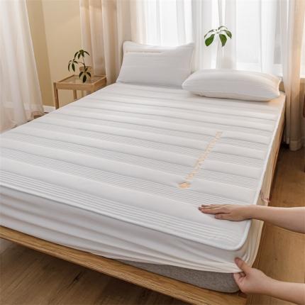 鑫钰 2023色织水洗纯棉全棉夹棉绣花床笠夹棉枕套邂逅简洁白