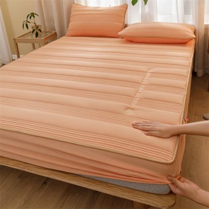 鑫钰 2023色织水洗纯棉全棉夹棉绣花床笠夹棉枕套邂逅活力橙