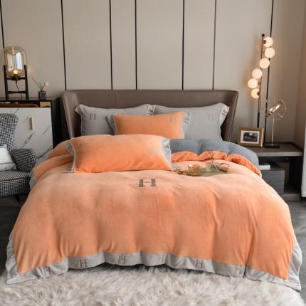 91家纺网 家纺一手货源 找家纺 （总）芯贝儿2022新品小清新加厚牛奶绒宝宝绒绣花四件套