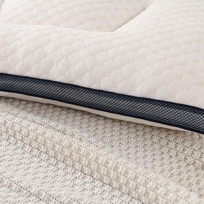 91家纺网 家纺一手货源 找家纺 2022新款水立方蓝网针织棉分区护颈枕芯