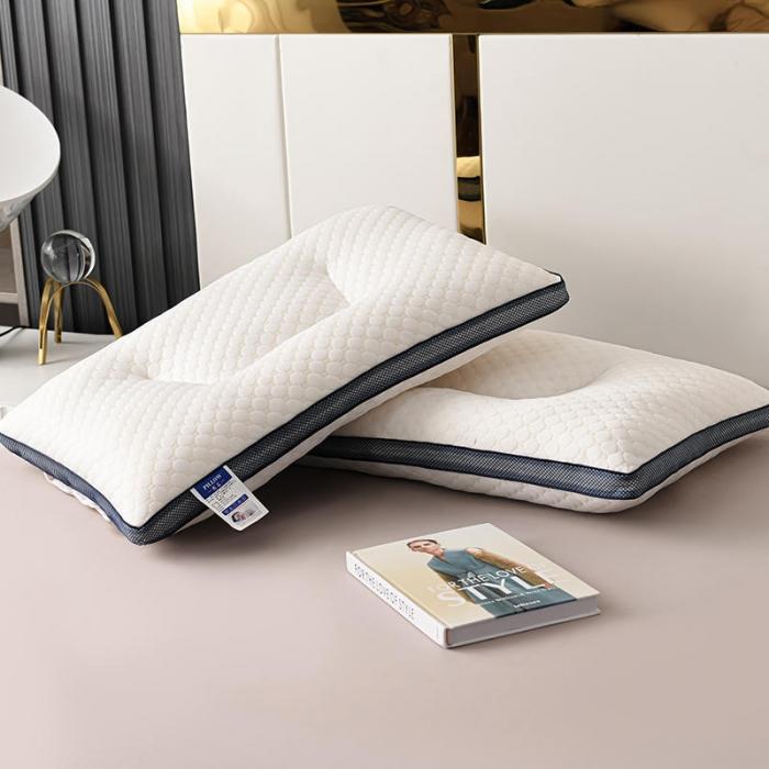 91家纺网 家纺一手货源 找家纺 2022新款水立方蓝网针织棉分区护颈枕芯