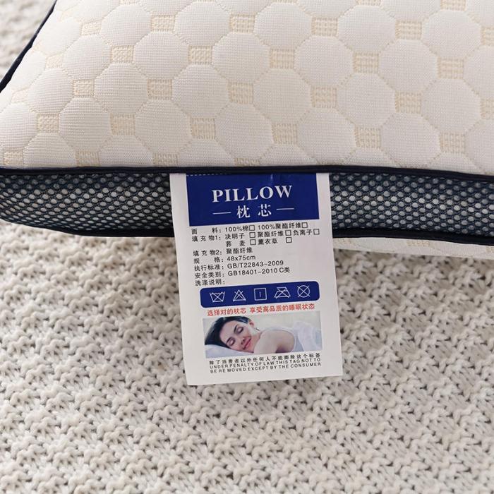 91家纺网 家纺一手货源 找家纺 2022新款水立方蓝网针织棉分区护颈枕芯