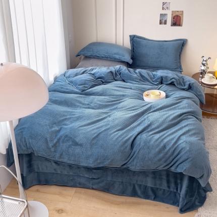 91家纺网 家纺一手货源 找家纺 （总）珺柔 2022新款华夫格纯色加厚立体牛奶绒四件套