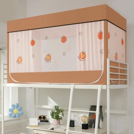 91家纺网 家纺一手货源 找家纺 新款新款学生数码铁艺烤漆支架（带风扇杆）遮光一体式蚊帐C橙多多-橙色无遮光帘