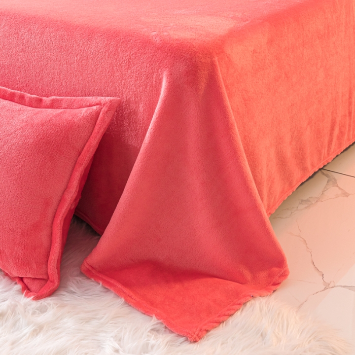 91家纺网 家纺一手货源 找家纺 简爱家纺 2025年韩版花边法莱绒羊羔绒四件套-回忆-夕阳红