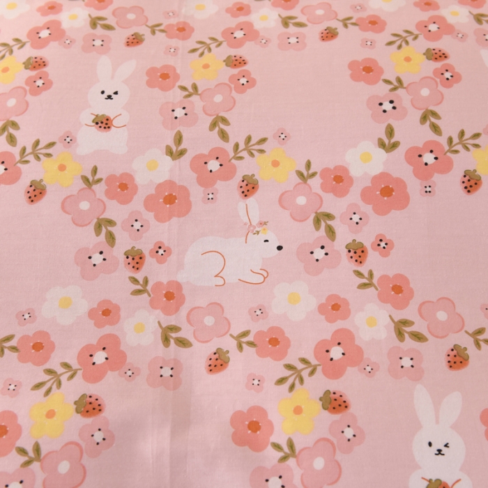 91家纺网 家纺一手货源 找家纺 美达2025全棉蕾丝小花边半夹棉床裙四件套 米菲兔