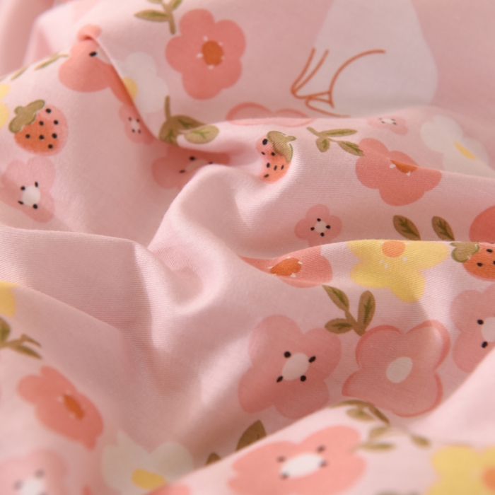 91家纺网 家纺一手货源 找家纺 美达2025全棉蕾丝小花边半夹棉床裙四件套 米菲兔