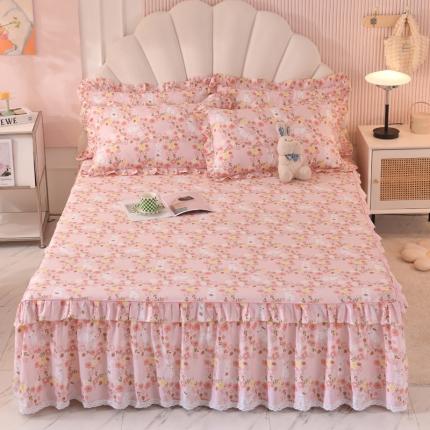 91家纺网 家纺一手货源 找家纺 美达 2025全棉蕾丝小花边单床裙 米菲兔