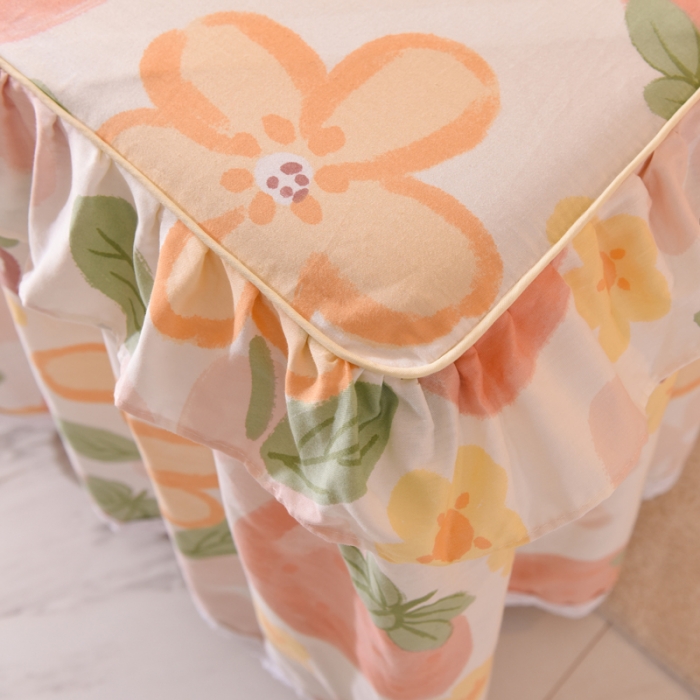 91家纺网 家纺一手货源 找家纺 美达 2025全棉蕾丝小花边单床裙 笑脸草莓