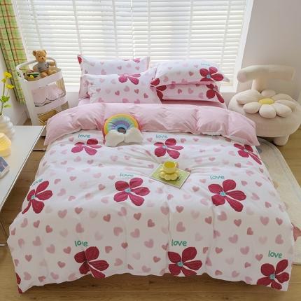 91家纺网 家纺一手货源 找家纺 （总）卡普2025新款全棉小清新印花直播热款四件套--暖阳