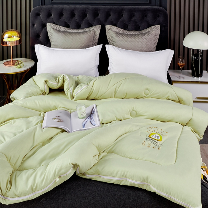 91家纺网 家纺一手货源 找家纺 丽卡家纺  2023新款绵小芙蚕绒棉暖绒子母被 清新绿