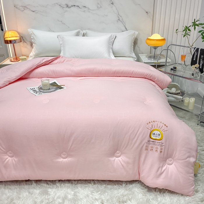 91家纺网 家纺一手货源 找家纺 丽卡家纺 2023新款绵小芙蚕绒棉暖绒被 绵小芙 -粉色