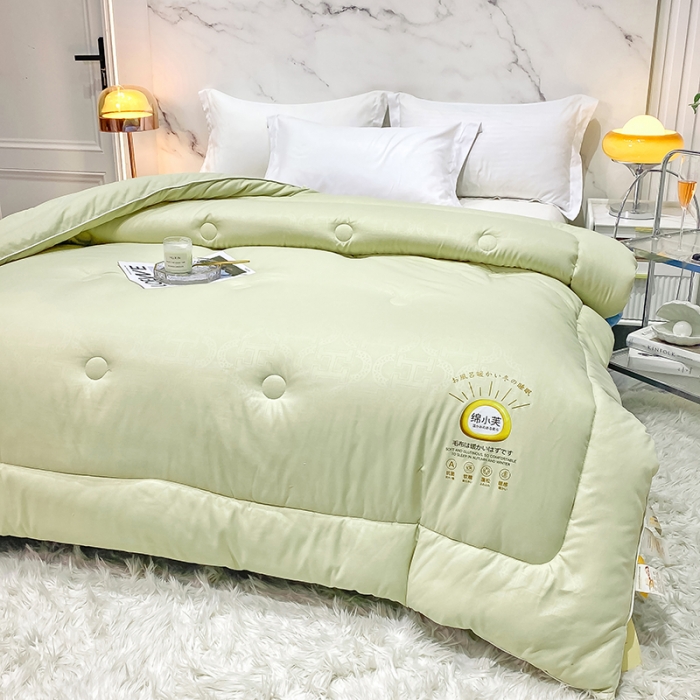91家纺网 家纺一手货源 找家纺 丽卡家纺 2023新款绵小芙蚕绒棉暖绒被 绵小芙-清新绿