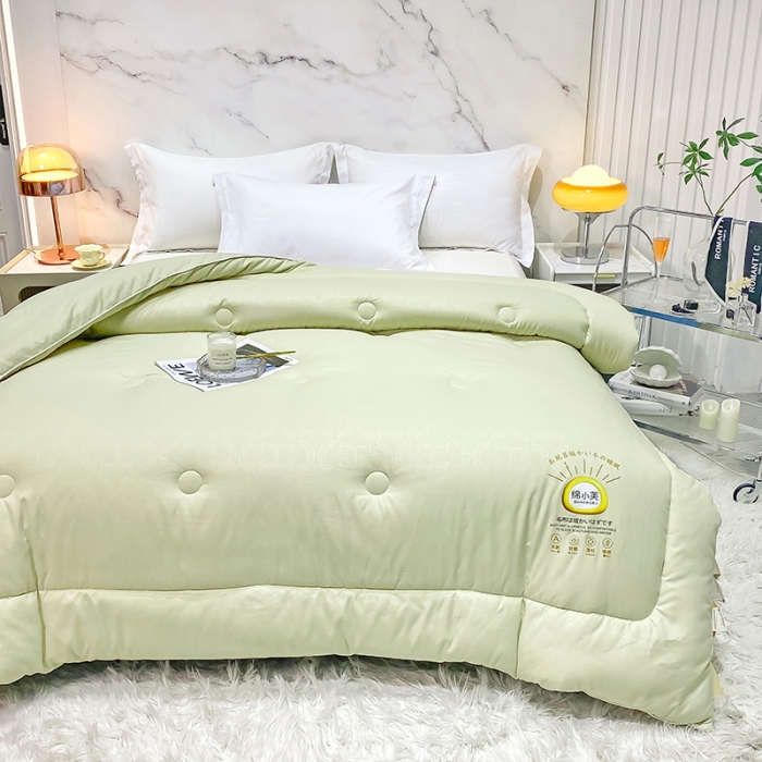 91家纺网 家纺一手货源 找家纺 丽卡家纺 2023新款绵小芙蚕绒棉暖绒被 绵小芙-清新绿