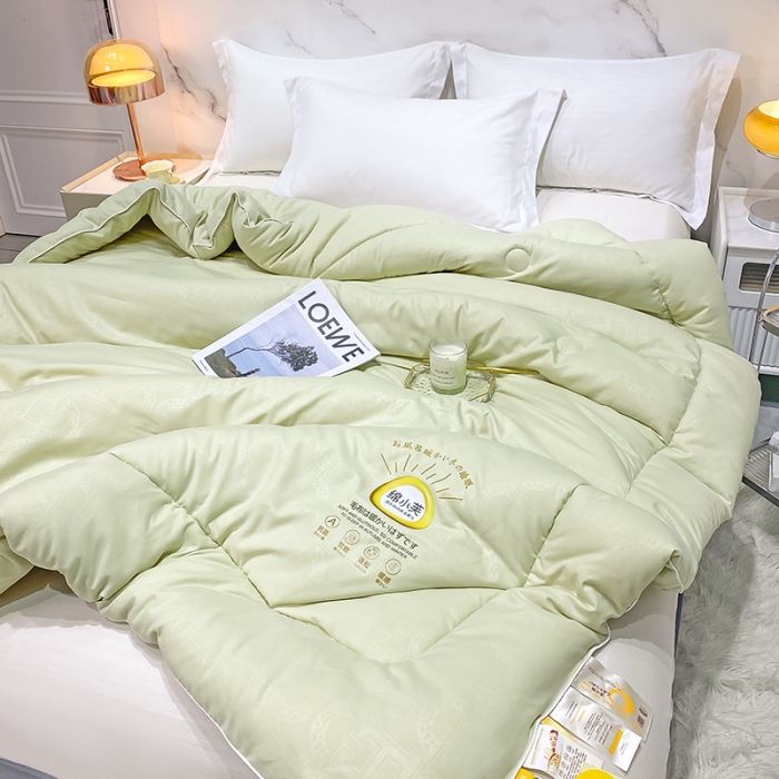 91家纺网 家纺一手货源 找家纺 丽卡家纺 2023新款绵小芙蚕绒棉暖绒被 绵小芙-清新绿