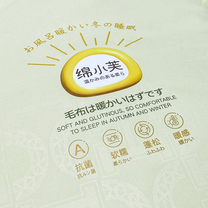 91家纺网 家纺一手货源 找家纺 丽卡家纺 2023新款绵小芙蚕绒棉暖绒被 绵小芙-清新绿