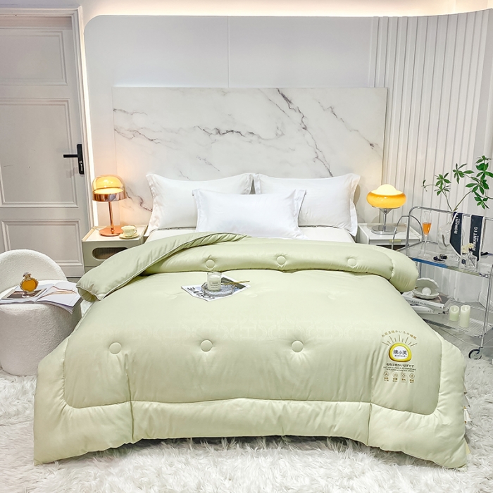 91家纺网 家纺一手货源 找家纺 丽卡家纺 2023新款绵小芙蚕绒棉暖绒被 绵小芙-清新绿