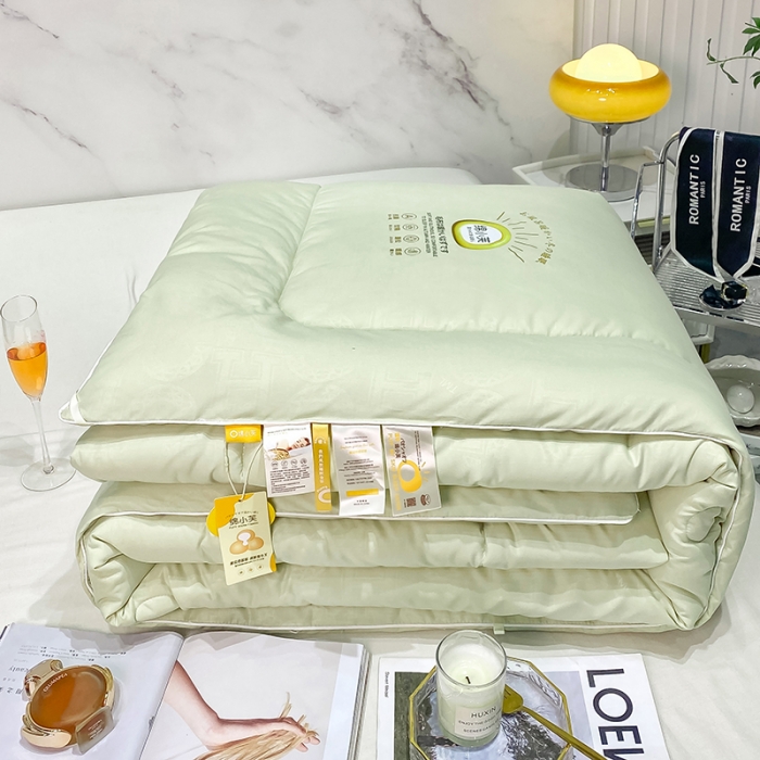 91家纺网 家纺一手货源 找家纺 丽卡家纺 2023新款绵小芙蚕绒棉暖绒被 绵小芙-清新绿