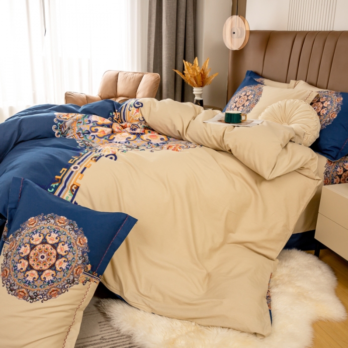 91家纺网 家纺一手货源 找家纺 帅露 2022新款大版印花磨毛四件套 蜜蜜时光