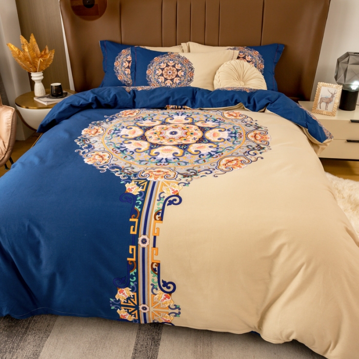 91家纺网 家纺一手货源 找家纺 帅露 2022新款大版印花磨毛四件套 蜜蜜时光