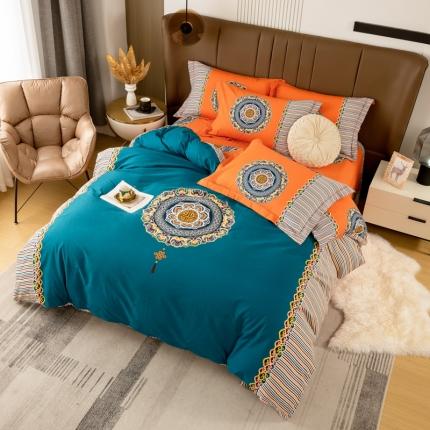 91家纺网 家纺一手货源 找家纺 （总）帅露 2022新款大版印花磨毛四件套