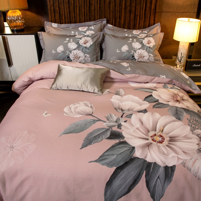 91家纺网 家纺一手货源 找家纺 帅露 2022新款大版印花磨毛四件套 恬爱