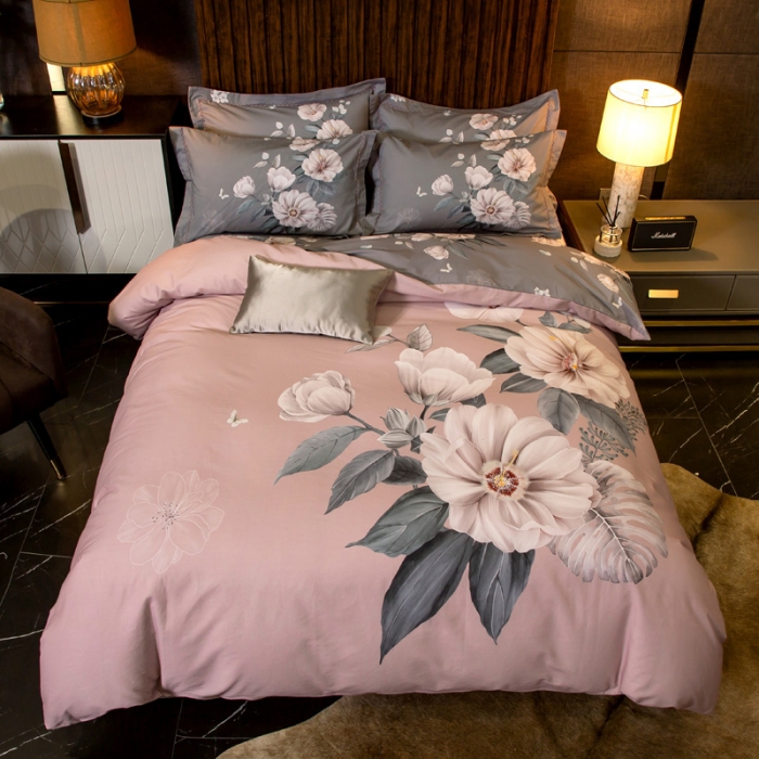 91家纺网 家纺一手货源 找家纺 帅露 2022新款大版印花磨毛四件套 恬爱