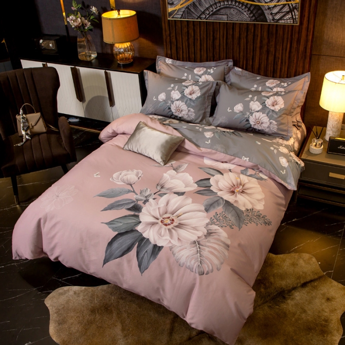 91家纺网 家纺一手货源 找家纺 帅露 2022新款大版印花磨毛四件套 恬爱