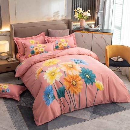 91家纺网 家纺一手货源 找家纺 帅露 2022新款大版印花磨毛四件套 乐飒-粉