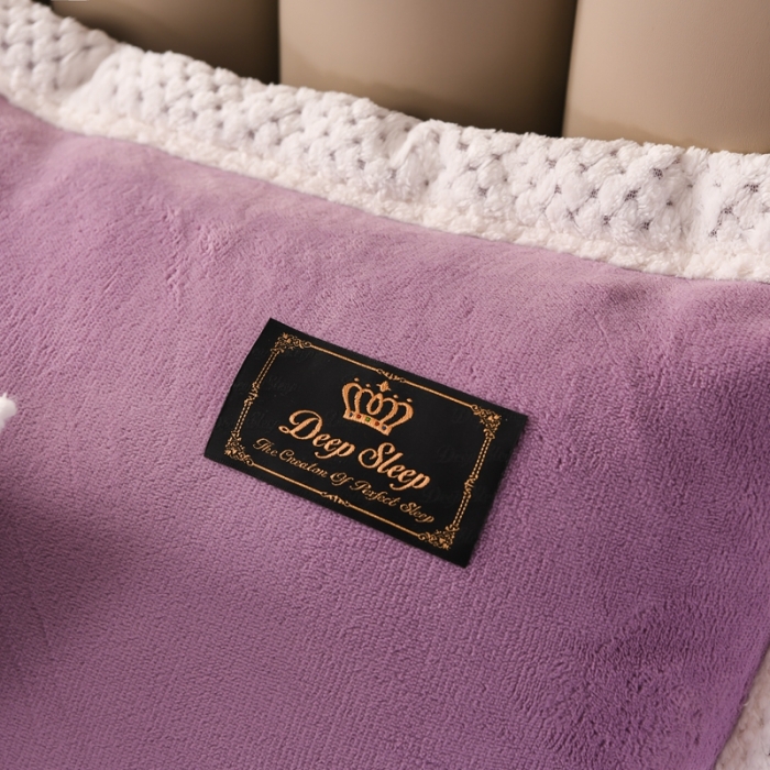 91家纺网 家纺一手货源 找家纺 澳洲羽2024新款防静电高克重纯色丝滑宽边牛奶绒四件套复古紫