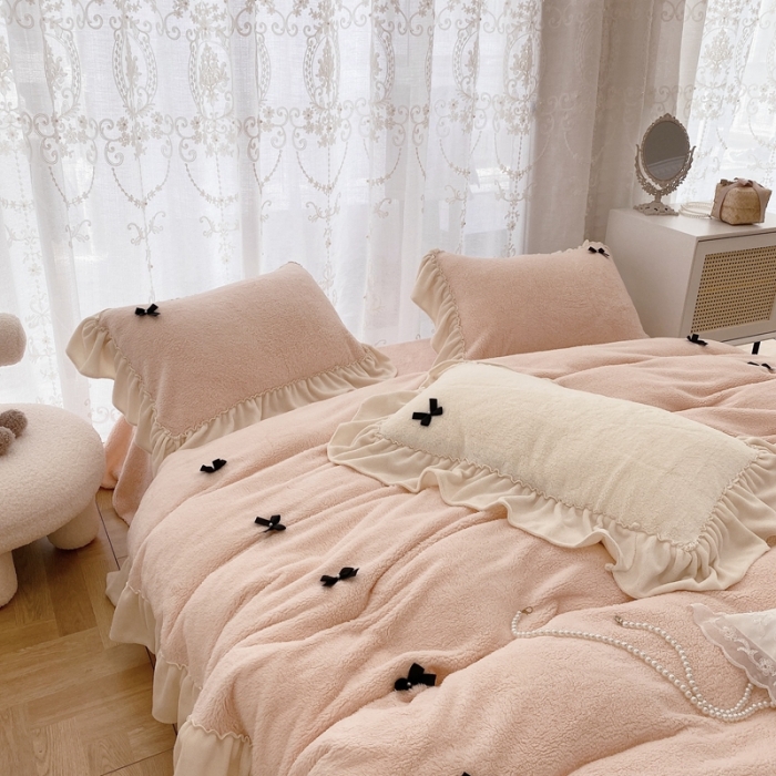 91家纺网 家纺一手货源 找家纺 （总）玛奇朵 22新款高克重进口泰迪绒三件套四件套-仙朵系列