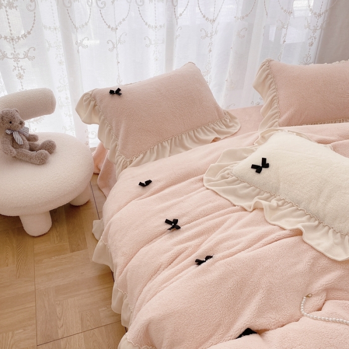 91家纺网 家纺一手货源 找家纺 （总）玛奇朵 22新款高克重进口泰迪绒三件套四件套-仙朵系列